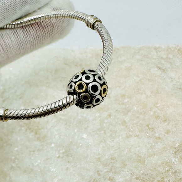 EUC Pandora 790325 Sterling Silver w/ 14K Yellow Gold Oh! Charm - Picture 5 of 17